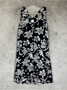 Cabi Dress Womens Medium Black White Floral Sleeveless Shift Pullover- 4615